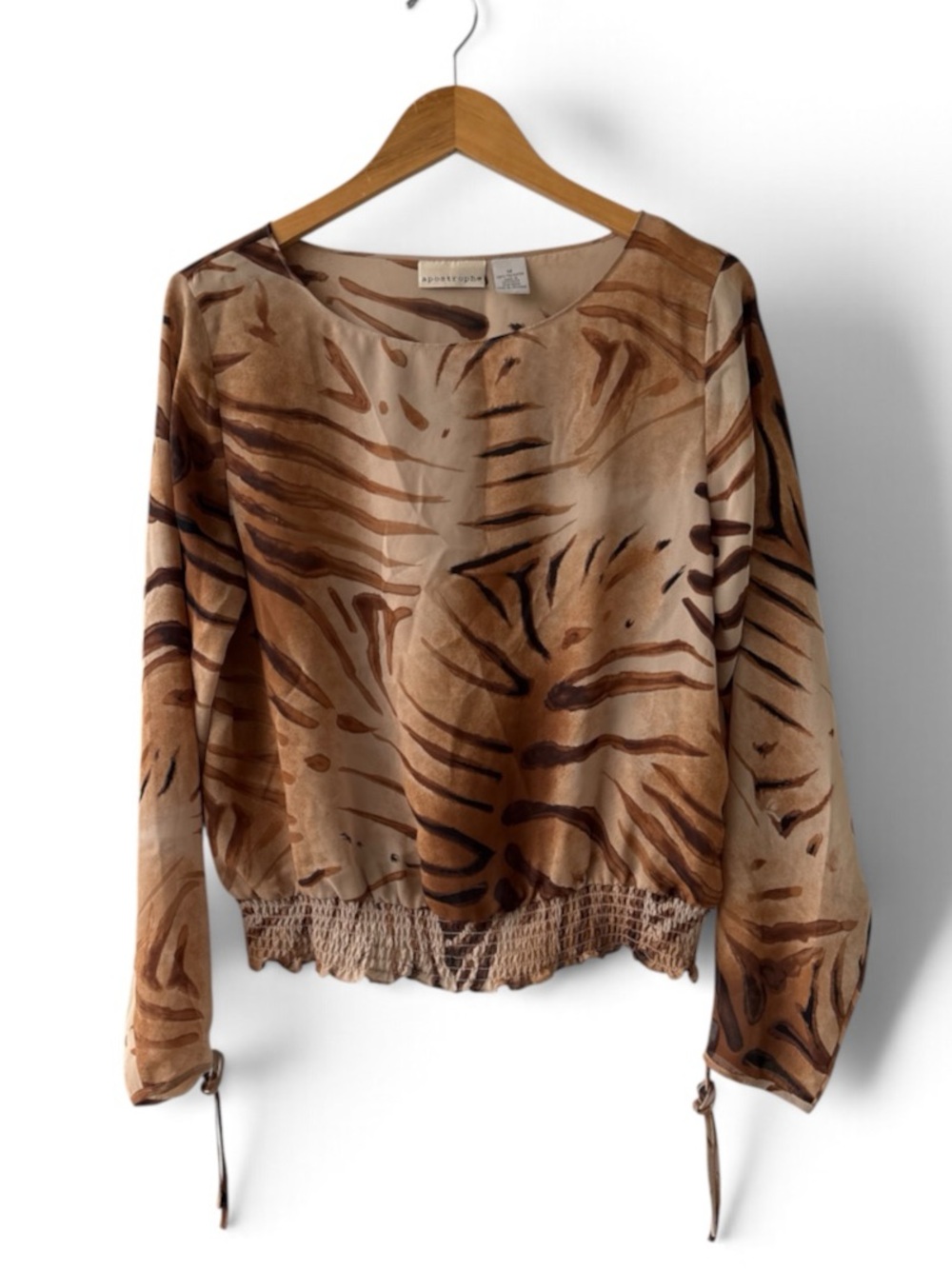Apostrophe Women's Size 14 Animal Print Sheer Blouse